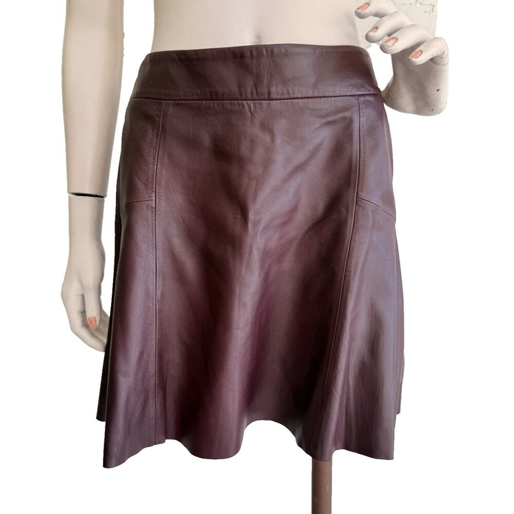 BANANA REPUBLIC Burgundy Genuine Lamb Leather Mini Skirt Size 6